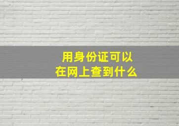 用身份证可以在网上查到什么