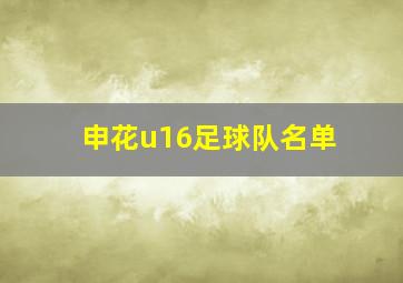 申花u16足球队名单