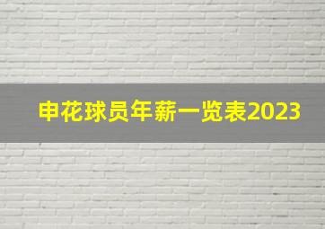 申花球员年薪一览表2023