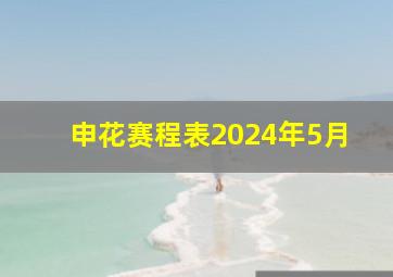 申花赛程表2024年5月