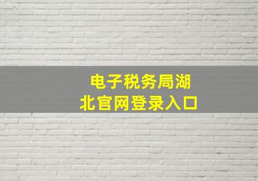 电子税务局湖北官网登录入口