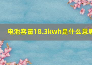 电池容量18.3kwh是什么意思