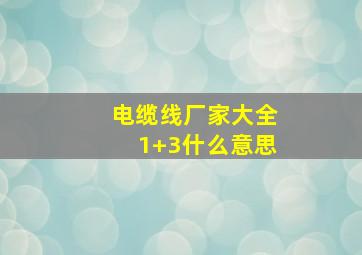 电缆线厂家大全1+3什么意思