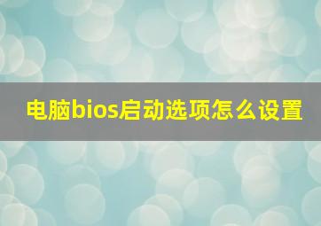 电脑bios启动选项怎么设置