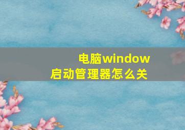 电脑window启动管理器怎么关