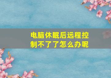 电脑休眠后远程控制不了了怎么办呢