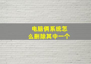 电脑俩系统怎么删除其中一个