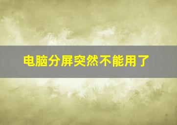 电脑分屏突然不能用了