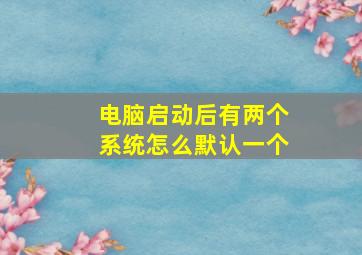 电脑启动后有两个系统怎么默认一个