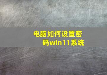 电脑如何设置密码win11系统