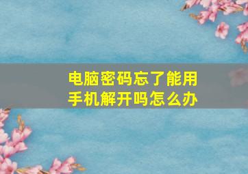 电脑密码忘了能用手机解开吗怎么办