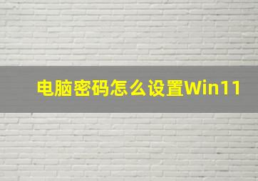 电脑密码怎么设置Win11