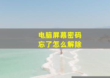 电脑屏幕密码忘了怎么解除