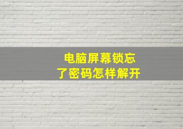 电脑屏幕锁忘了密码怎样解开