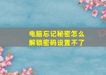 电脑忘记秘密怎么解锁密码设置不了