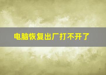 电脑恢复出厂打不开了