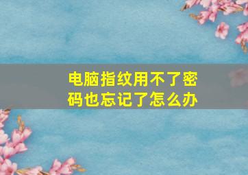 电脑指纹用不了密码也忘记了怎么办