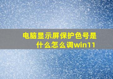 电脑显示屏保护色号是什么怎么调win11