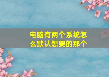 电脑有两个系统怎么默认想要的那个