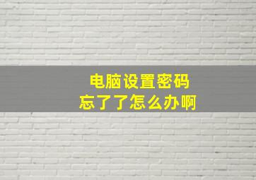 电脑设置密码忘了了怎么办啊