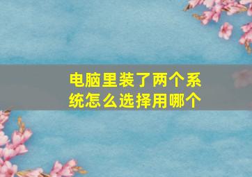 电脑里装了两个系统怎么选择用哪个