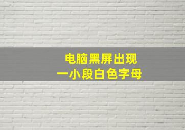 电脑黑屏出现一小段白色字母