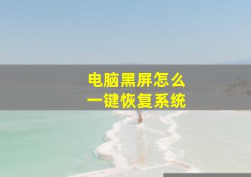 电脑黑屏怎么一键恢复系统