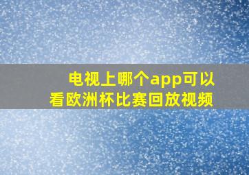 电视上哪个app可以看欧洲杯比赛回放视频