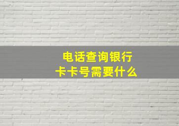 电话查询银行卡卡号需要什么