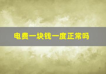 电费一块钱一度正常吗