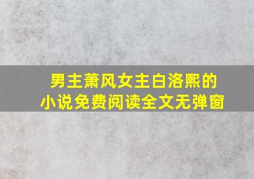 男主萧风女主白洛熙的小说免费阅读全文无弹窗