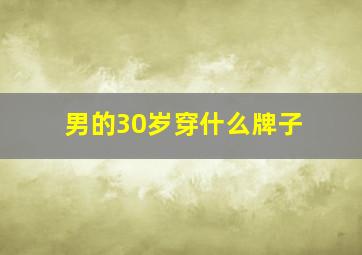 男的30岁穿什么牌子