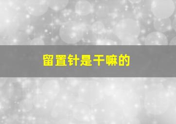 留置针是干嘛的