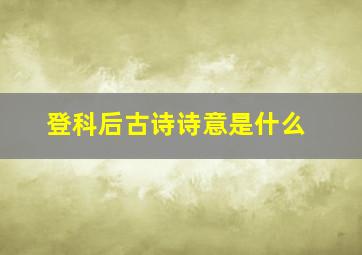 登科后古诗诗意是什么