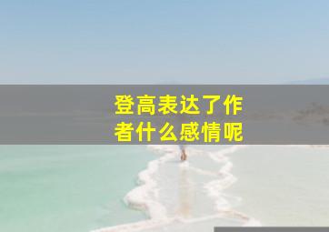 登高表达了作者什么感情呢