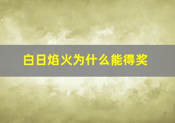 白日焰火为什么能得奖