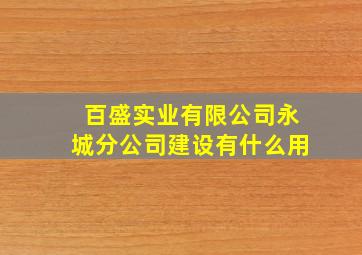 百盛实业有限公司永城分公司建设有什么用