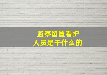 监察留置看护人员是干什么的