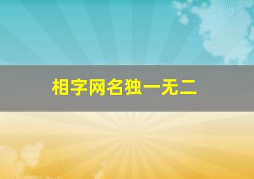 相字网名独一无二