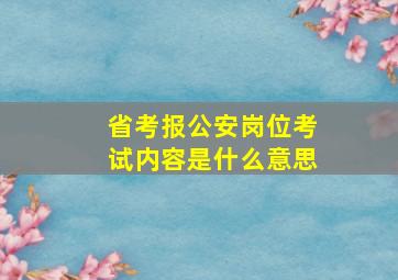 省考报公安岗位考试内容是什么意思