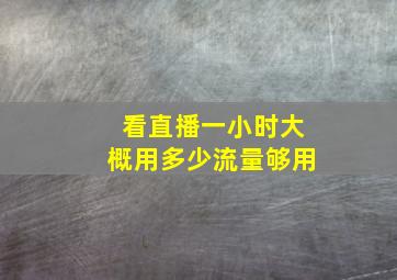 看直播一小时大概用多少流量够用