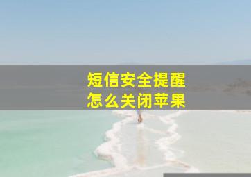 短信安全提醒怎么关闭苹果