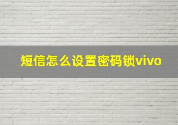 短信怎么设置密码锁vivo