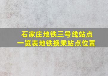 石家庄地铁三号线站点一览表地铁换乘站点位置