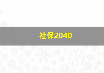 社保2040