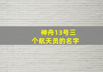 神舟13号三个航天员的名字