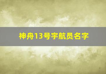 神舟13号宇航员名字