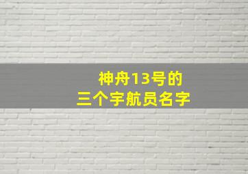 神舟13号的三个宇航员名字