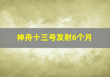 神舟十三号发射6个月