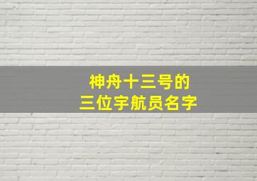 神舟十三号的三位宇航员名字